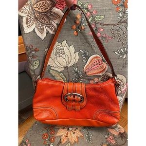NEW Wilson REAL Leather Orange Silver Buckle Shoulder Bag Purse